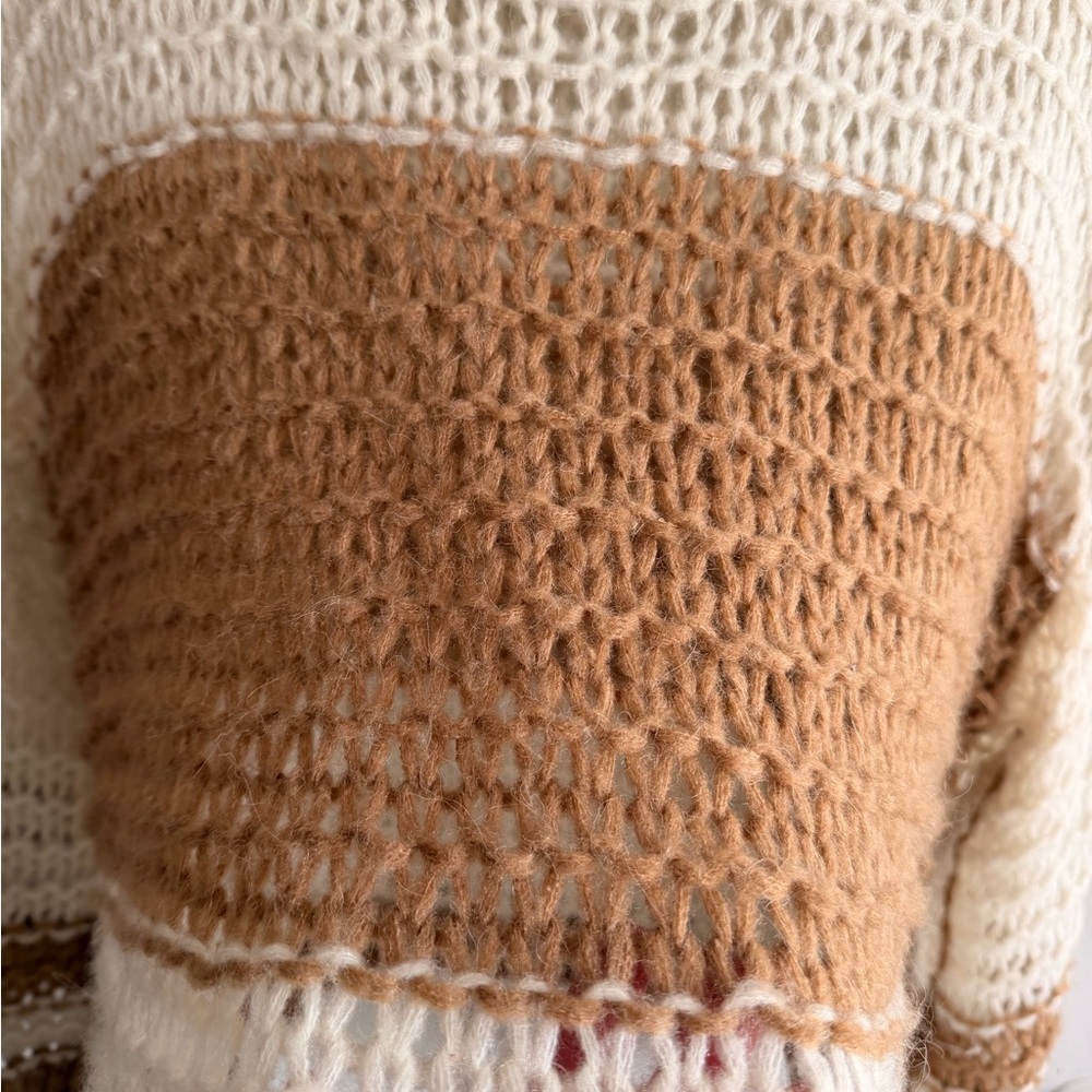Free People Chunky Knit Sweater - Brown and Cream - Picture 3 of 9